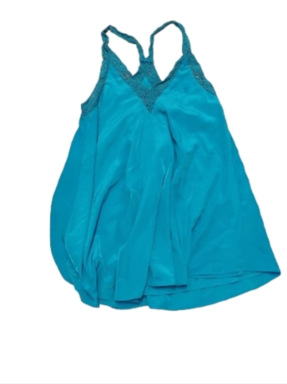 Lovers & Friends Blue Lace Trim Racerback Trapeze Mini Dress Sz S